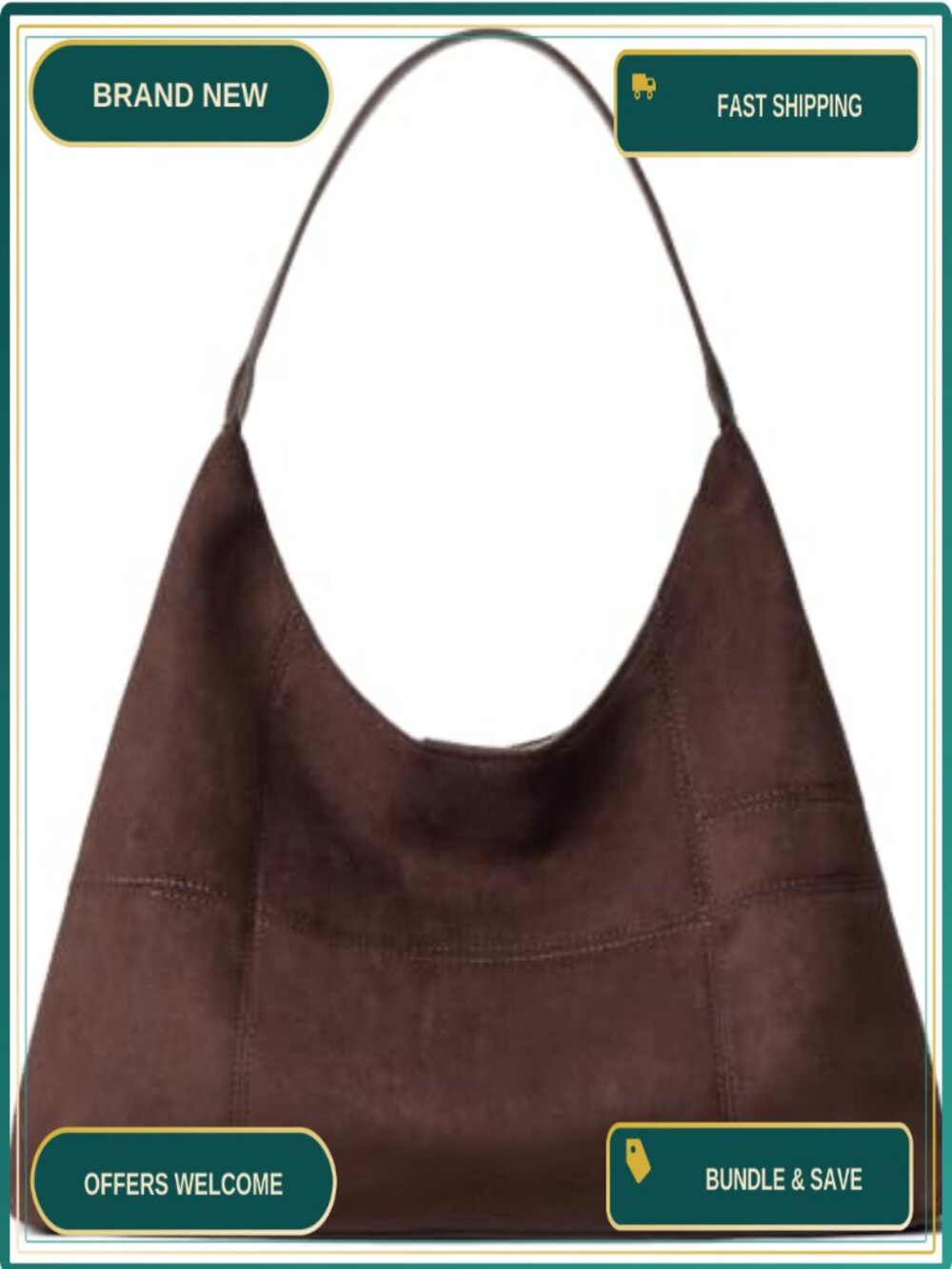 Faux Suede Hobo Bag Slouchy Patchwork Shoulder Handbag Purse